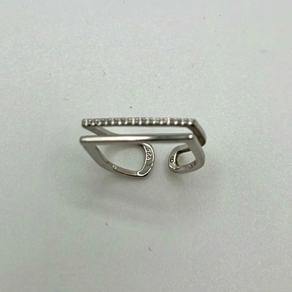Touchstone Crystal by Swarovski silver open double band ring